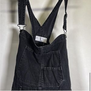 EUC, Ziggy Denim Overalls, Free People, mineral black, size large